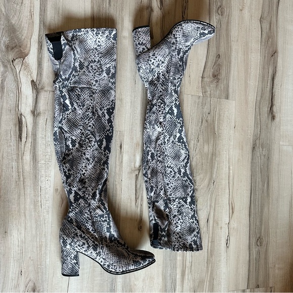 Marc Fisher Over the Knee Snake Skin Boots - Picture 1 of 5